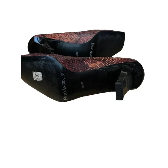 Enzo Angiolini Women's Brown Snake Skin Leather Square Toe Pump Heel Size‎ 8.5M - Picture 7 of 9